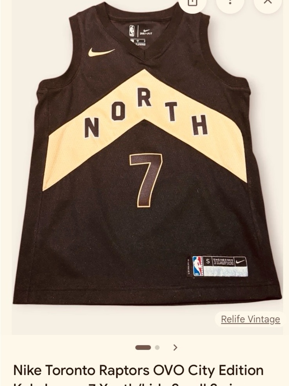 Nike Black & Gold 'NORTH' Raptors Jersey #7